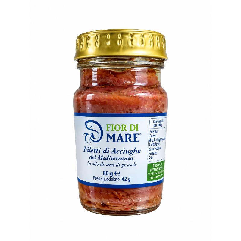 Filets d'anchois huile tournesol 80 gr FIOR DI MARE