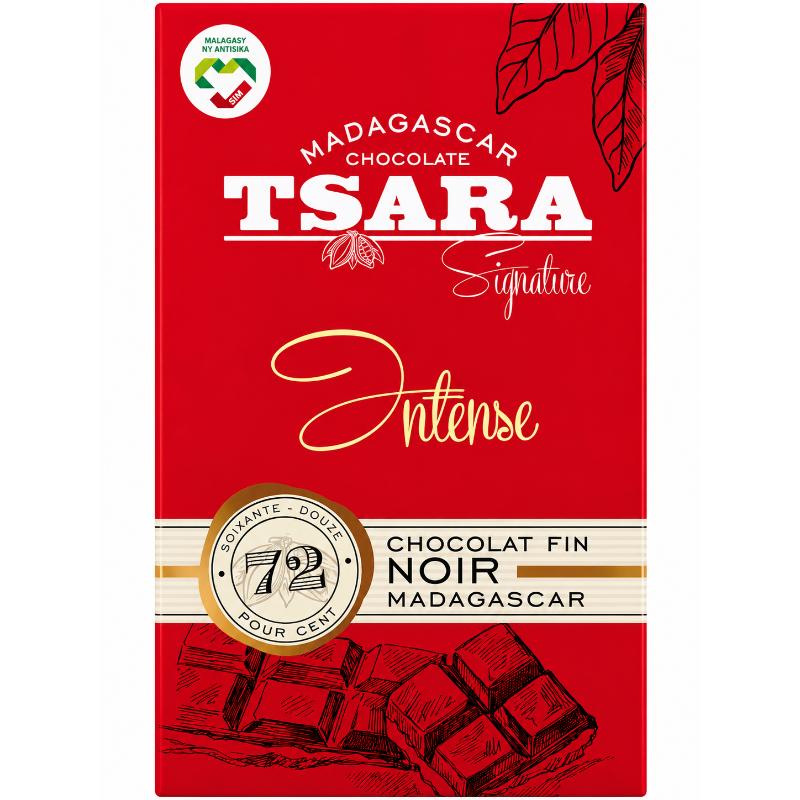 Tablette de chocolat NOIR 72% intense TSARA