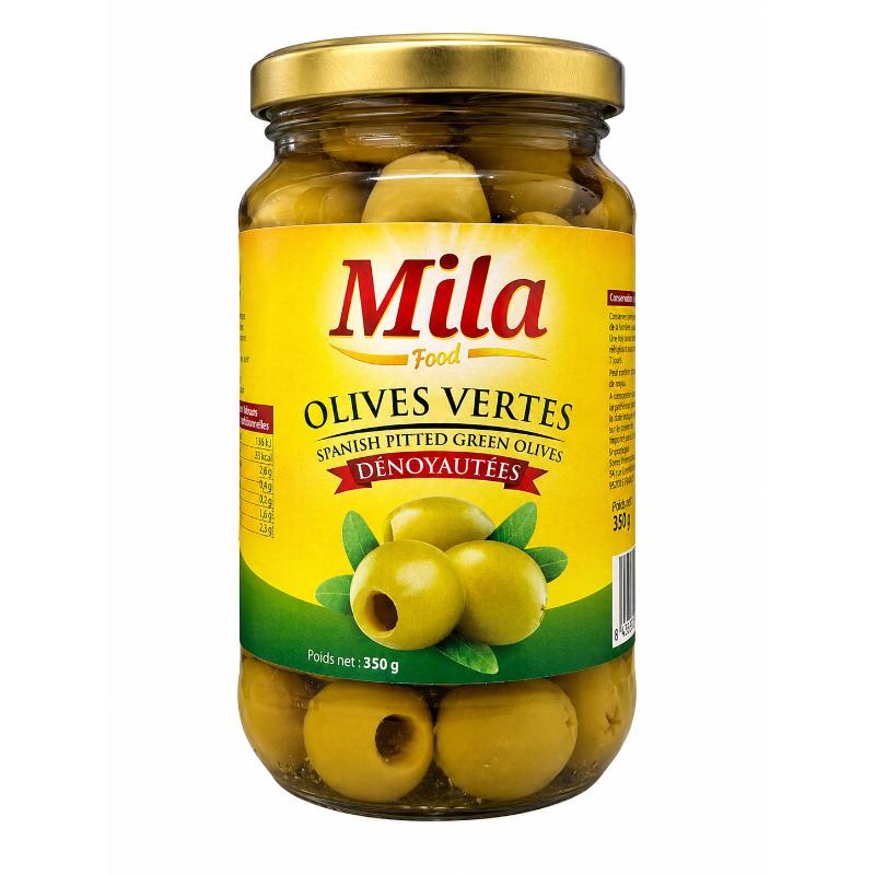 Olives vertes dénoyautés 37 cl MILA