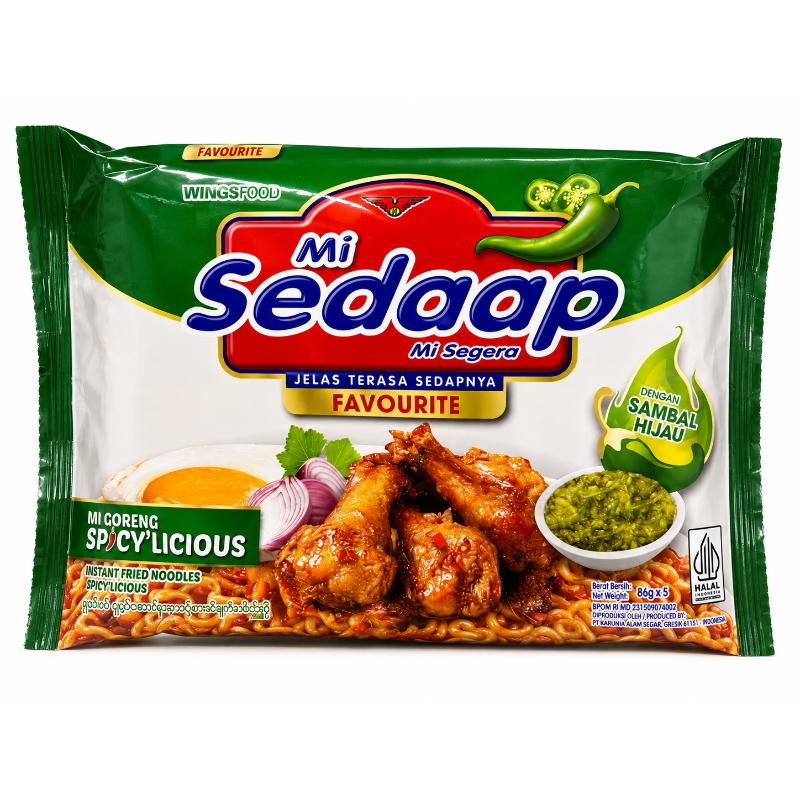 Nouille mi goreng  spicy'licious (vert) 86g  5 sachets SEDAAP