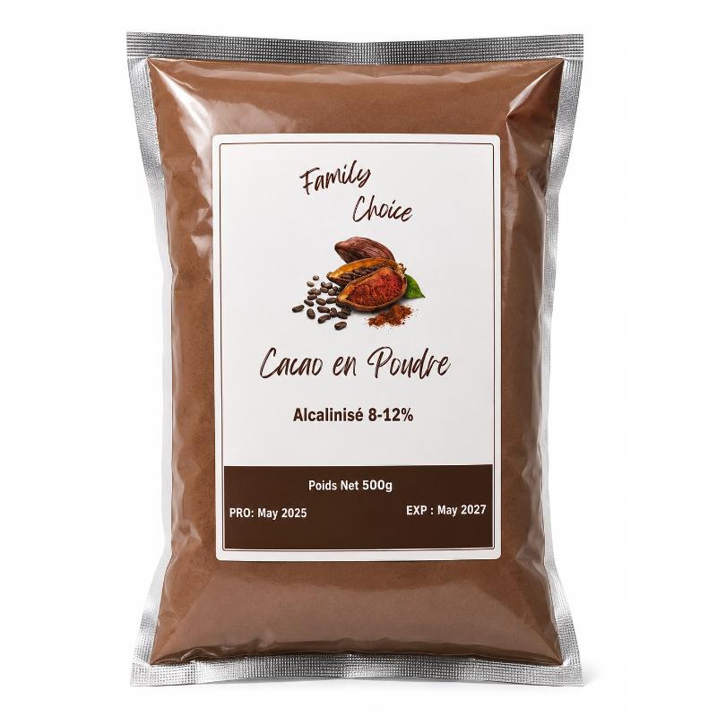Cacao en poudre 10-12% 500 gr alcanisé FAMILY CHOISE