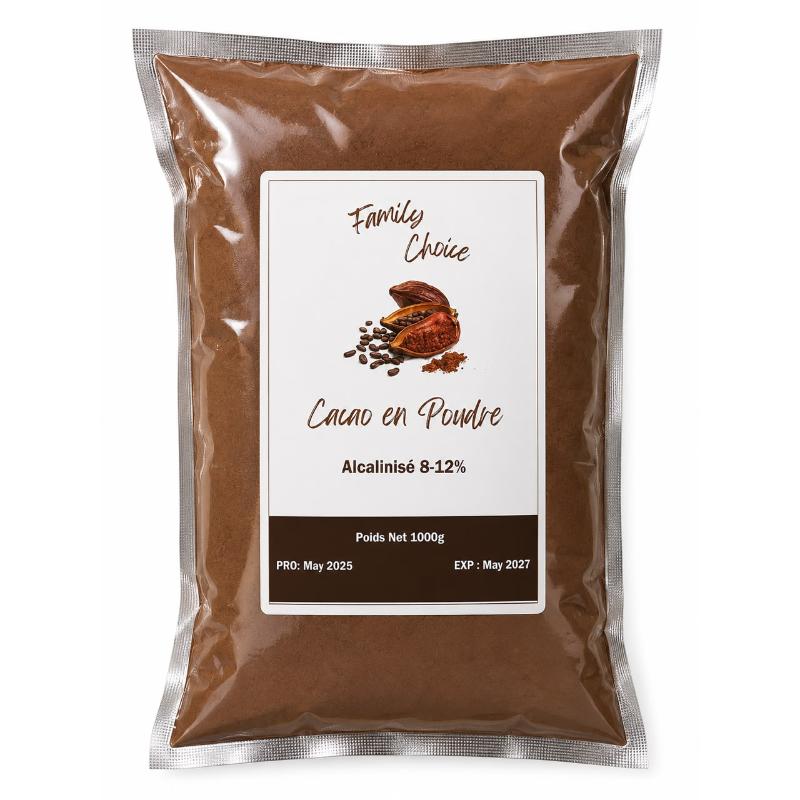 Cacao en poudre 10-12% 1 kg alcanisé FAMILY CHOISE