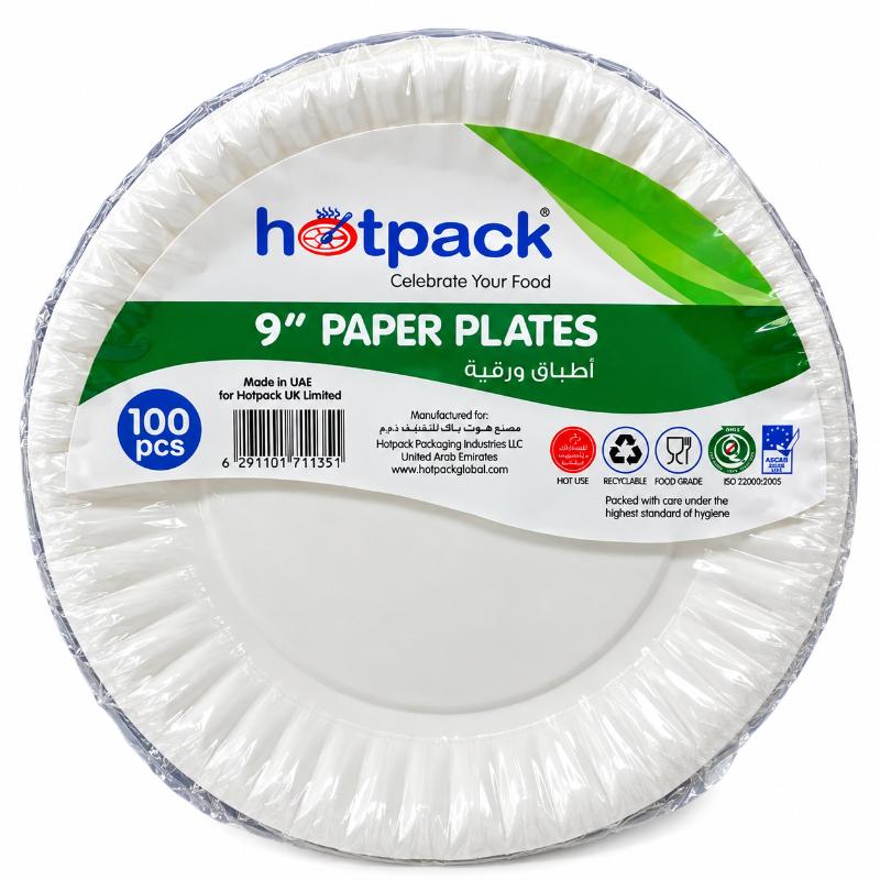 Assiettes à jeter 9' MM 100 pcs HOTPACK