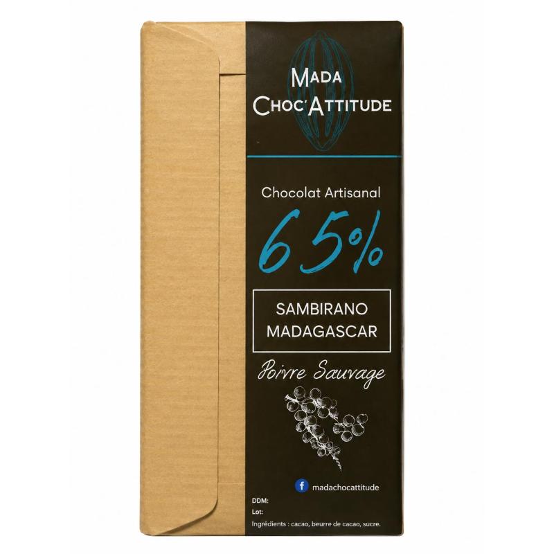 Chocolat noir artisanal 65% 100 gr poivre sauvage