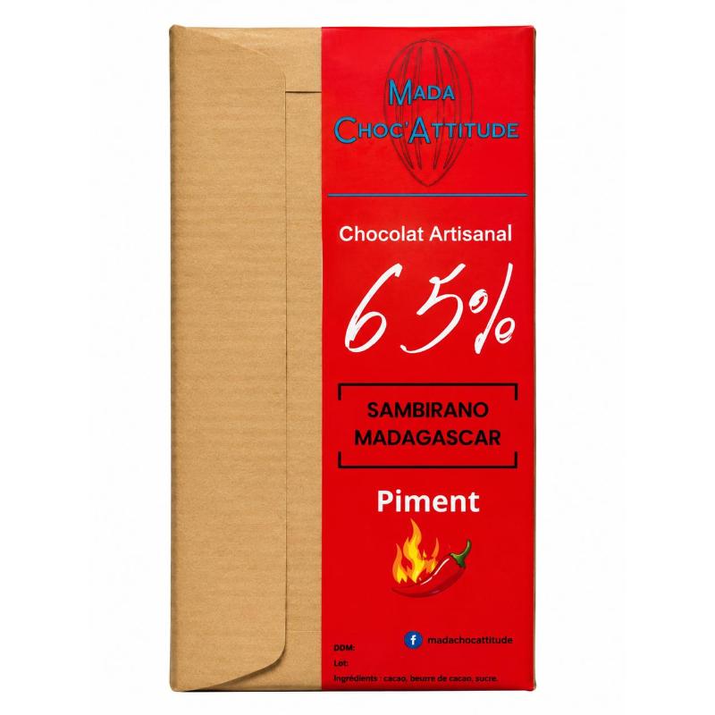 Chocolat artisanal 65% 100 gr piment