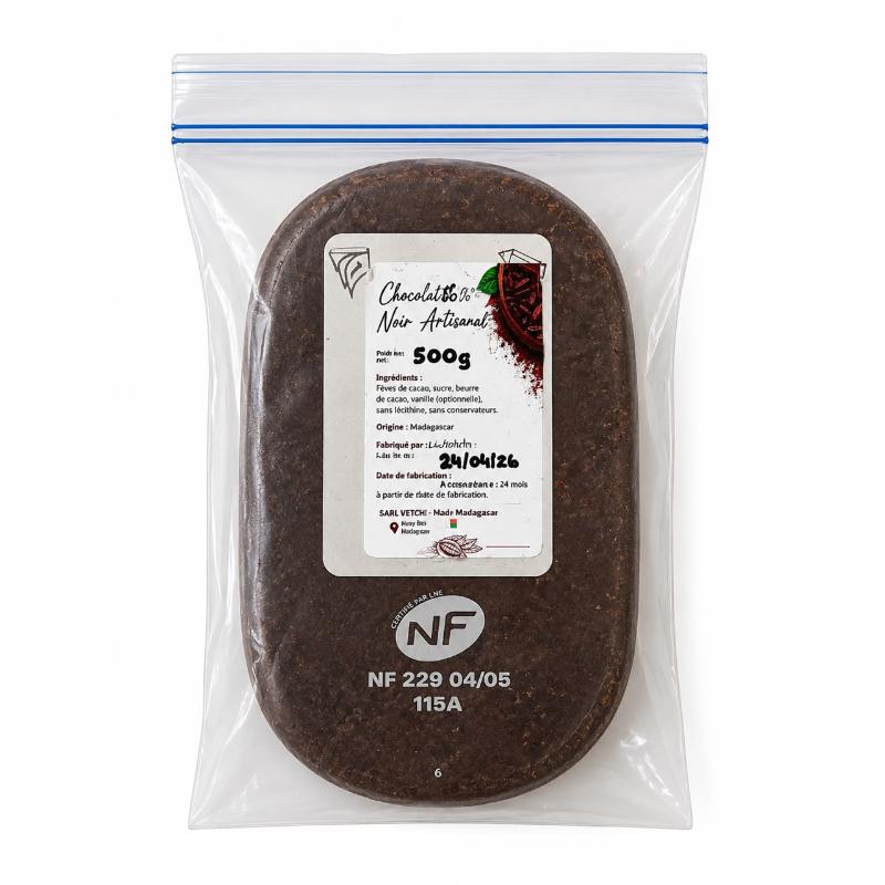 Chocolat noir artisanal 55% 500 gr lingot