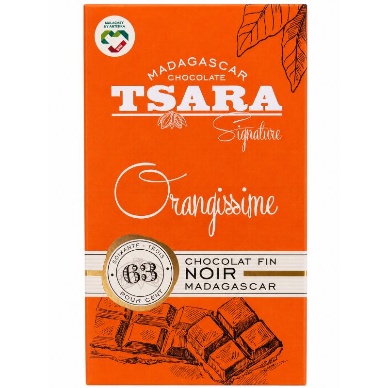 Tablette de chocolat NOIR 63% orange TSARA