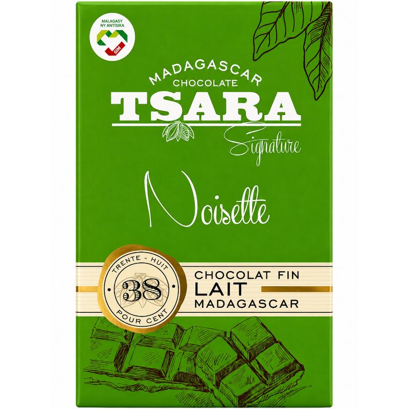 Tablette de chocolat LAIT 38% noisette TSARA