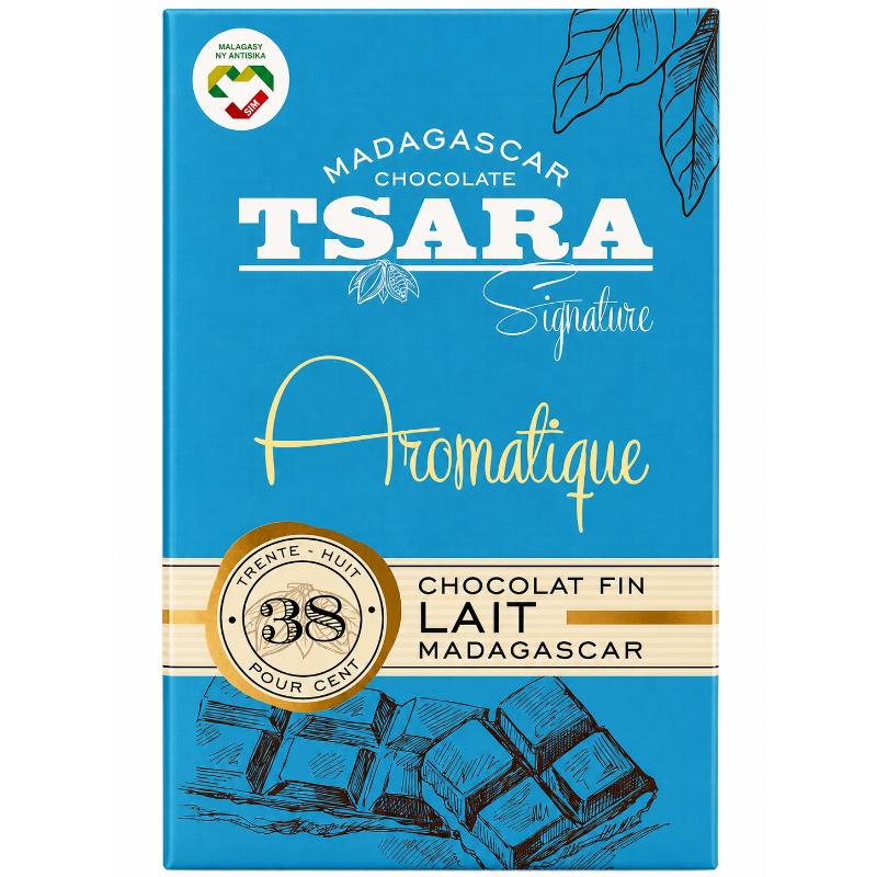 Tablette de chocolat LAIT 38% aromatique TSARA
